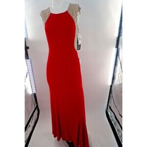 Xscape Women's Size 6P Crystal Back  Red Jersey Gown NWT $228 Made/USA XS844P GR